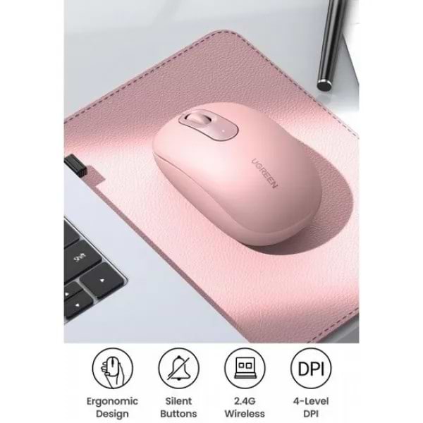 Фото - Мышь беспроводная UGREEN MU105 2.4 GHz Portable Wireless Mouse Pink (90686)