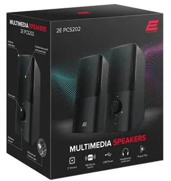 Фото - Компьютерная акустика компактная 2.0 2E PCS202 USB Black (2E-PCS202BK)