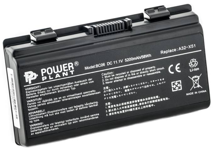 Акумулятор для ноутбука PowerPlant ASUS X51H (A32-T12, AS5151LH) 11.1V 5200mAh (NB00000011)
