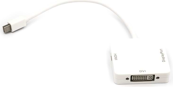 Перехідник PowerPlant mini DisplayPort (Thunderbolt) - DisplayPort, HDMI, DVI, 0.2 м, White (CA911097)