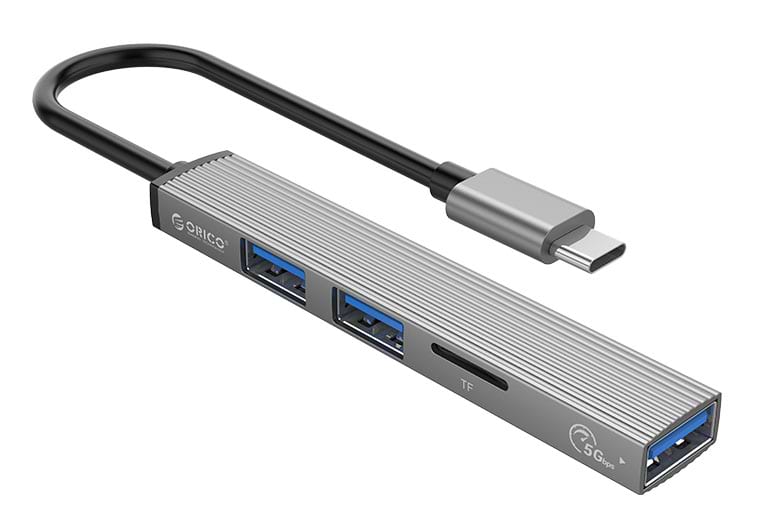 Хаб USB Orico USB-A - USB3.0, 2xUSB2.0, TF (AH-A12F-GY-BP)