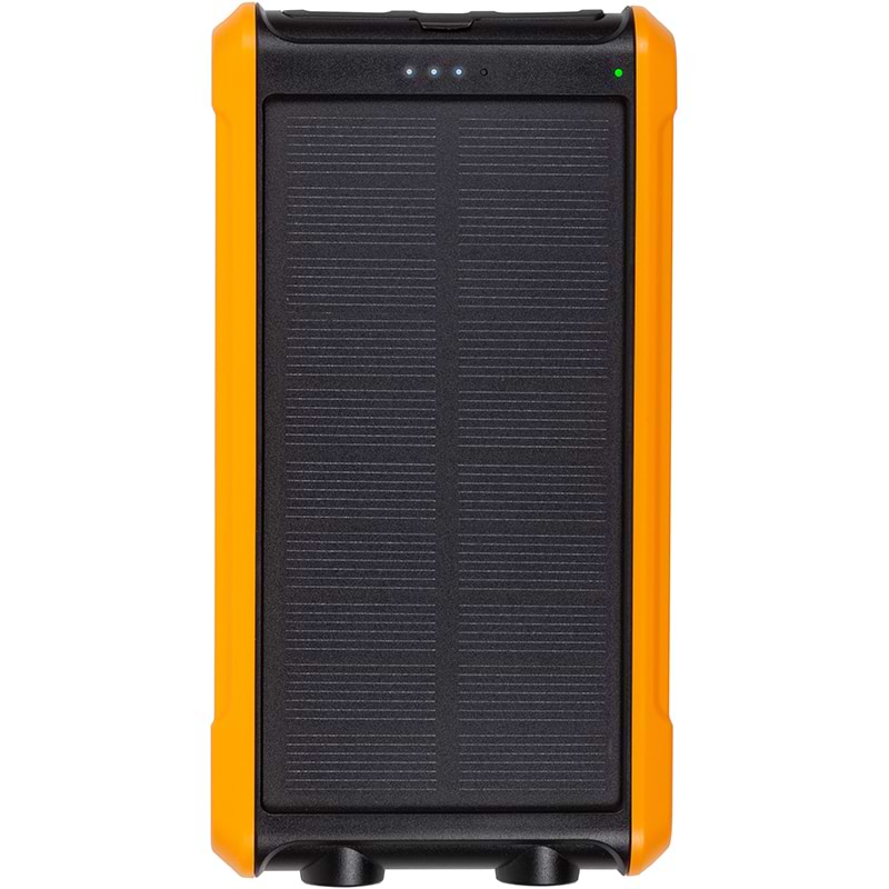 Батарея мобильная PowerPlant 10000mAh 2xUSB-A сонячна панель 5.5V-0,2A - Фото 1