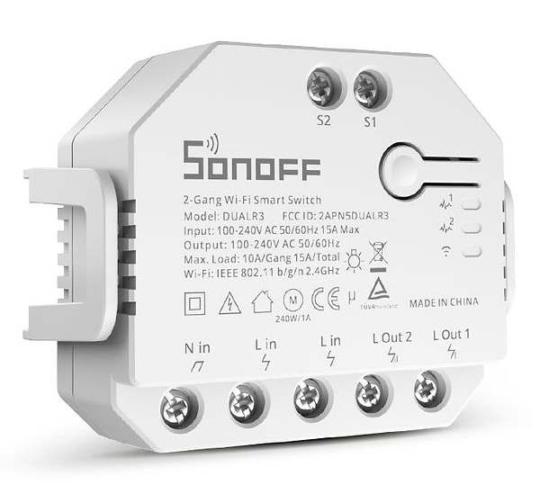 Фото - Релейний вимикач Sonoff Wi-Fi із подвійним реле та вимірюванням потужності (DUALR3)