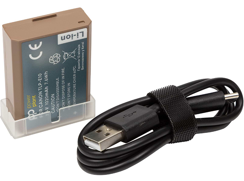 Акумулятор для фотокамери PowerPlant Canon TLP-E10 1020mAh + кабель Type-C (CB971275)