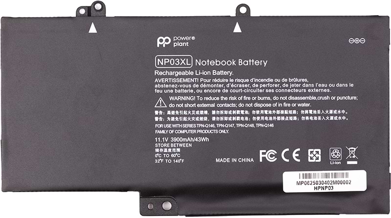 Аккумулятор для ноутбука PowerPlant HP Envy 15-U010DX (NP03XL) 11.1V 3900mAh (NB462483)