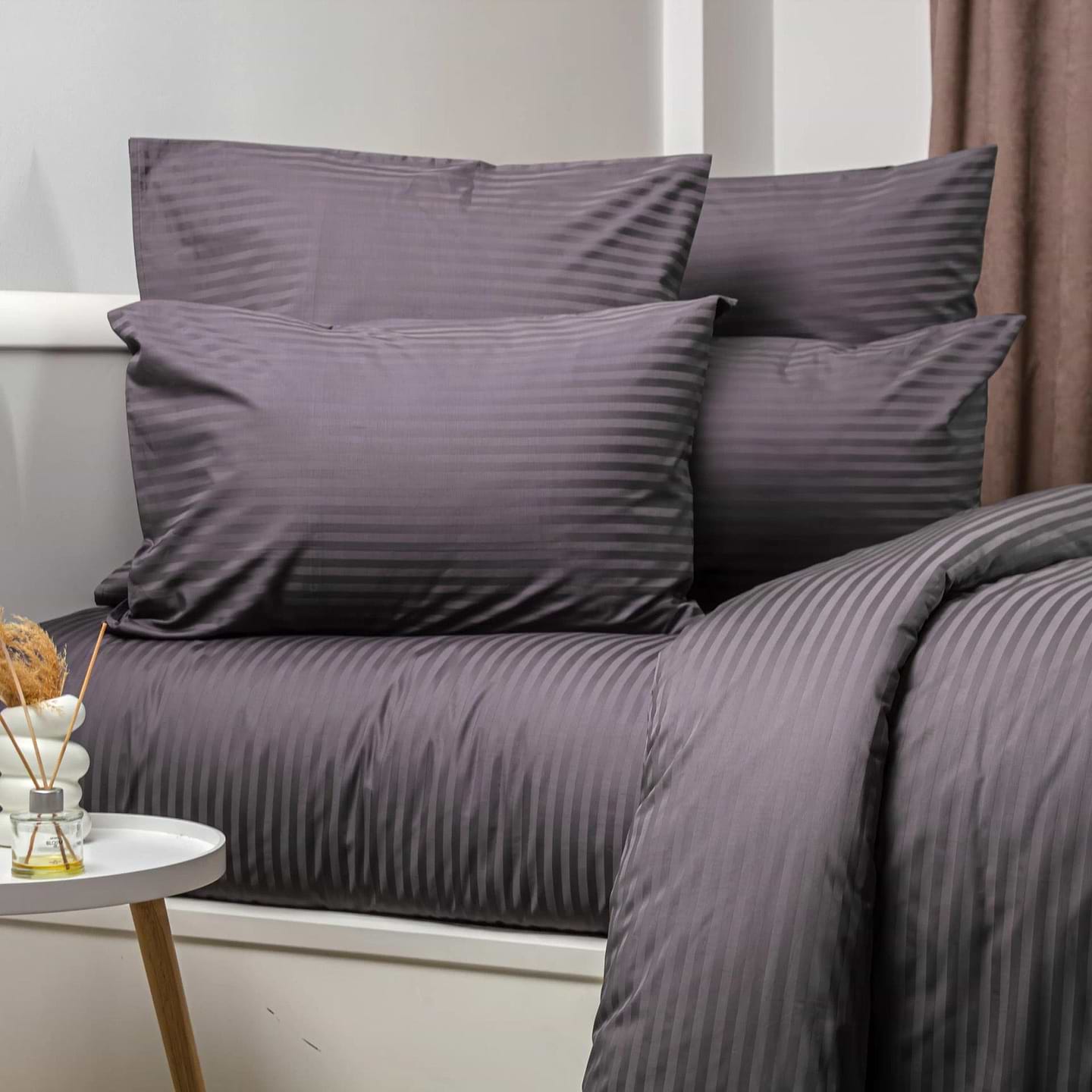 Підковдра двоспальна ТЕП СТРАЙП САТИН PREMIUM 180х215 см Graphite (2-04853_34874)