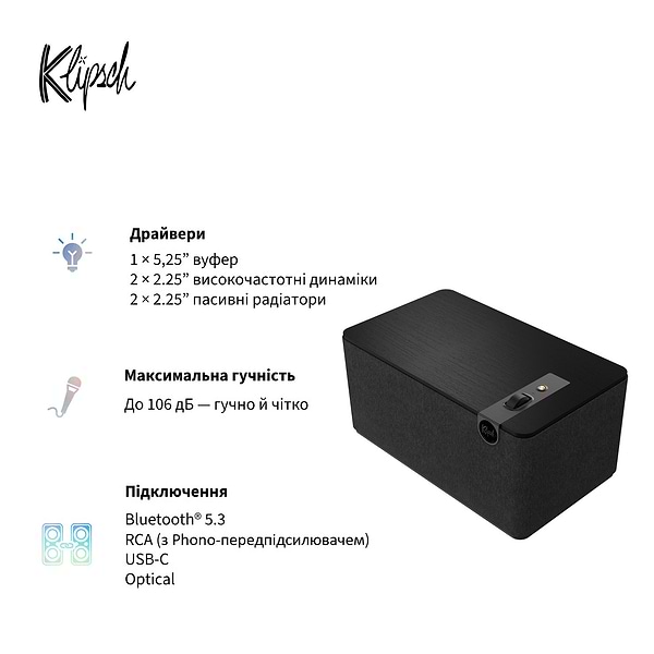 Фото - Портативная акустика Klipsch The Three Plus Matt Black (1071962)