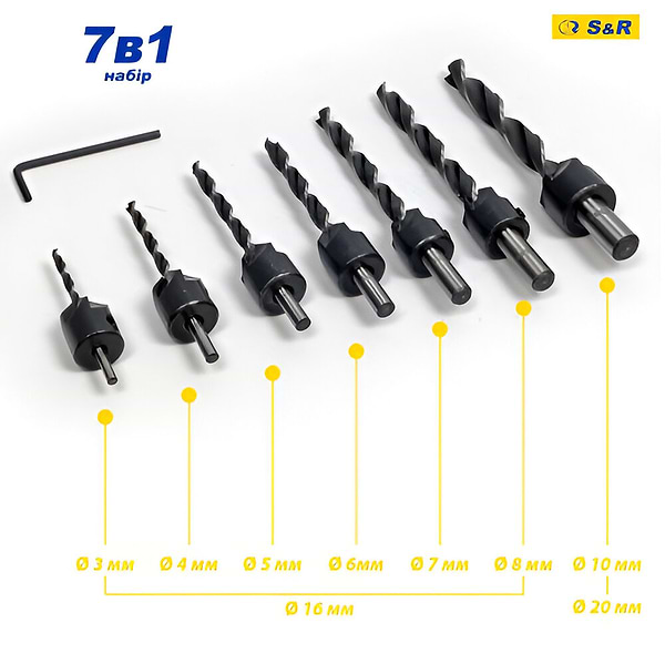 Фото - Набор сверл S&R Meister 3-10 мм 7 шт. (216900007)