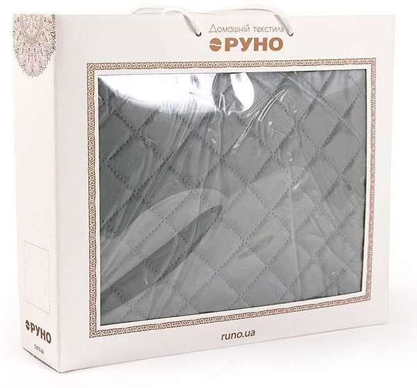 Фото - Покривало двоспальне Руно 220х240 велюр (330.55_Dark Grey ромб)