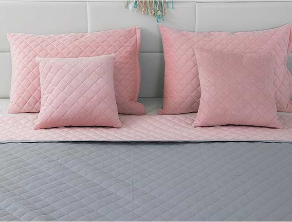 Фото - Покривало двоспальне Руно 180х220 велюр (340.55_Pink and Grey ромб )