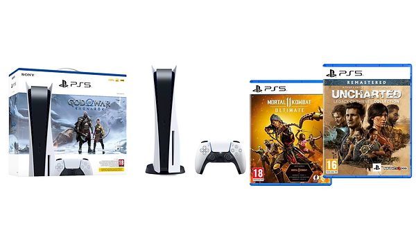 Фото - Ігрова приставка PlayStation 5 + PS5 God of War Ragnarök (код) + PS5 Uncharted: Legacy of Thieves Collection + PS5 Mortal Kombat 11 Ultimate Edition Фото - Ігрова приставка PlayStation 5 + PS5 God of War Ragnarök (код) + PS5 Uncharted: Legacy of Thieves Collection + PS5 Mortal Kombat 11 Ultimate Edition