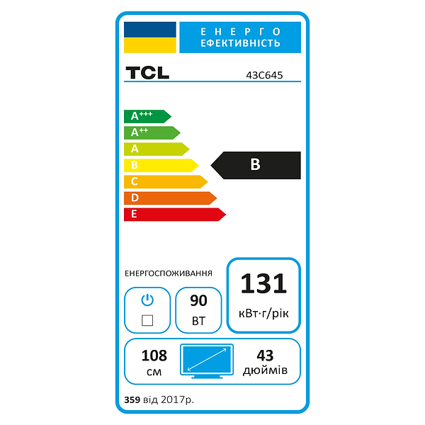Фото - Телевізор TCL 43C645