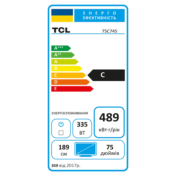 Фото - Телевізор TCL 75C745