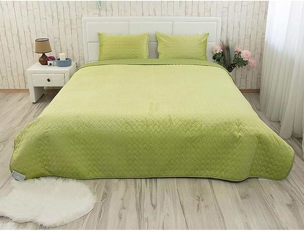 Фото - Покрывало двуспальное Руно 220х240 велюр (330.55_Green banana)