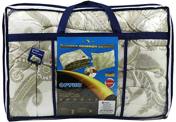 Фото - Ковдра зимова двоспальна євро Руно 200х220 вовняна Luxury (322.29ШЕУ_Luxury)