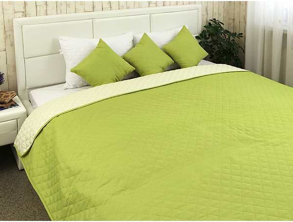 Фото - Покривало двоспальне Руно 220х240 мікрофайбер Астурія молочно-салатове (330.52У_Астурія)