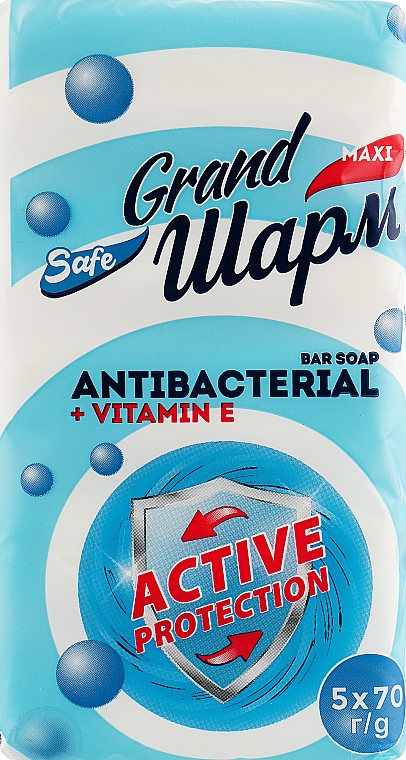 Тверде мило Grand Шарм ANTIBACTERIAL + VITAMIN E 5x70 г (4820195508138) - Фото 1
