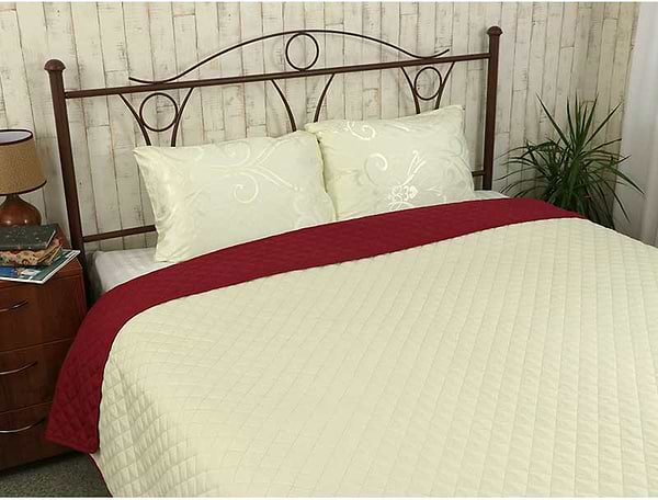 Фото - Покривало двоспальне Руно 220х240 мікрофайбер Гранада молочно-бордове (330.52У_Гранада)