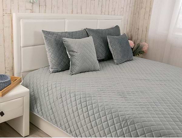 Фото - Покривало двоспальне Руно 220х240 велюр (330.55_Dark Grey ромб)