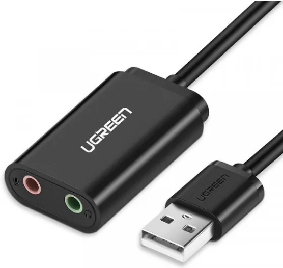 Фото - Звукова карта UGREEN USB AUX jack, TRS(Mic+Ear) ALC4042 Black (30724)