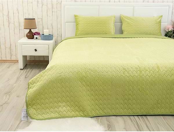 Фото - Покрывало двуспальное Руно 220х240 велюр (330.55_Green banana)