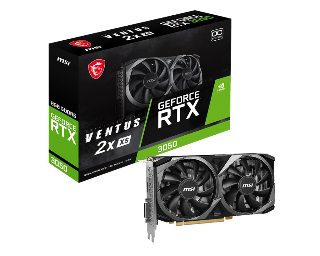 Видеокарта MSI GeForce RTX 3050 Ventus 2X XS 8G OC 8GB GDDR6 128bit (RTX 3050 VENTUS 2X XS 8G OC)