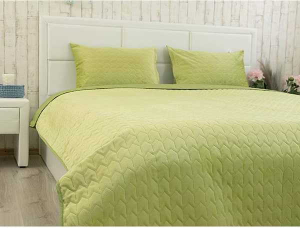 Фото - Покрывало двуспальное Руно 220х240 велюр (330.55_Green banana)