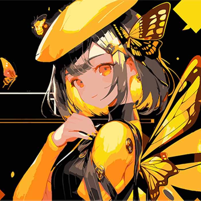 Картина за номерами Strateg Аніме дівчинка-метелик 30х30 см (SH3030-17)