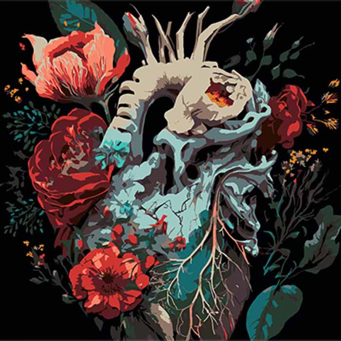 Картина за номерами Strateg Квіткова експресія серця 30х30 см (SH3030-6)