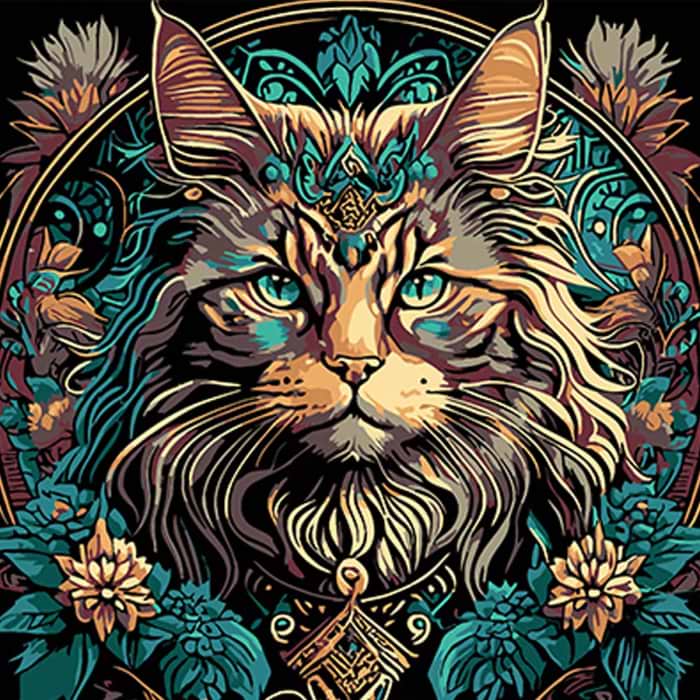 Картина по номерам Strateg Магия кота и цветов 30х30 см (SH3030-7)