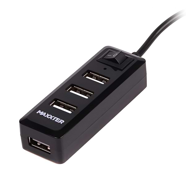 Фото - Хаб USB Maxxter USB 2.0 Type-A на 4 порта Black (HU2A-4P-AC-03)