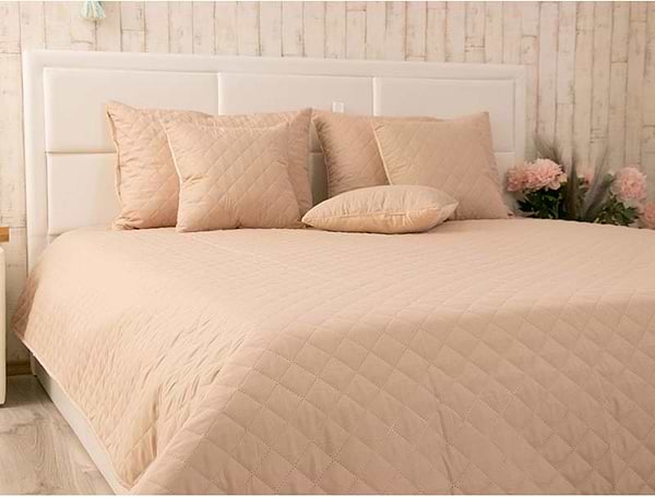 Фото - Покривало двоспальне Руно 180х220 велюр (340.55_Beige ромб)