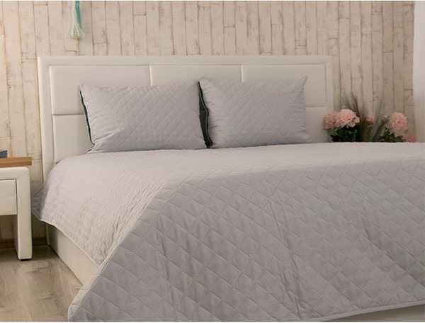 Фото - Покривало двоспальне Руно 220х240 велюр (330.55_Dark Grey ромб)