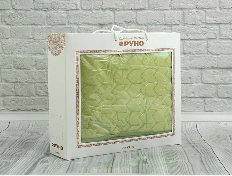 Фото - Покрывало двуспальное Руно 220х240 велюр (330.55_Green banana)