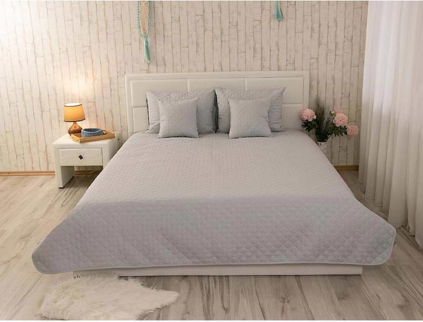 Фото - Покривало двоспальне Руно 220х240 велюр (330.55_Dark Grey ромб)