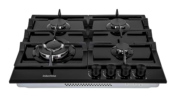 Фото - Комплект техніки Interline Варильна поверхня + Витяжка вбудована Interline HGG 764 FGT BA + DELI BL A/60/2/T