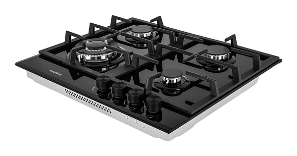 Фото - Комплект техніки Interline Варильна поверхня + Витяжка вбудована Interline HGG 764 FGT BA + DELI BL A/60/2/T