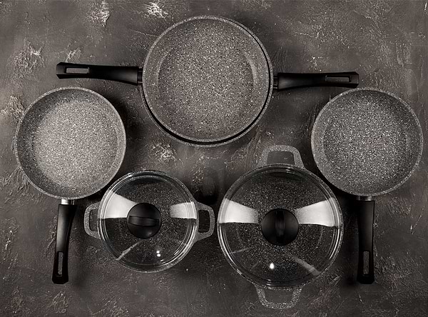 Фото - Сковорода універсальна Biol 22136Р Граніт Грей 22 см