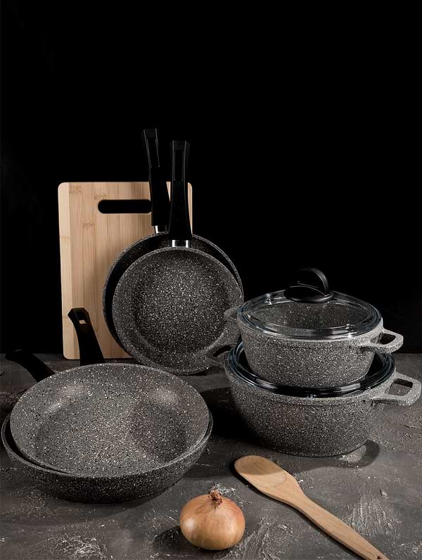 Фото - Сковорода універсальна Biol 22136Р Граніт Грей 22 см