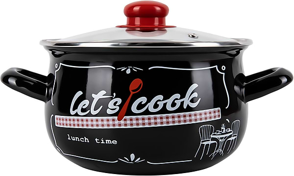 Фото - Кастрюля Gusto GT-T-124-LCB Давайте готовить черная 24 см 5.7 л