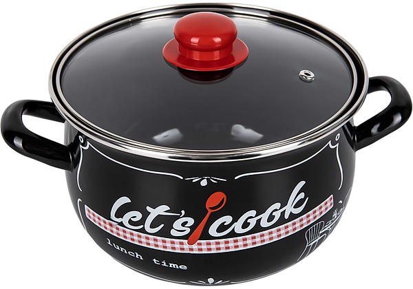 Фото - Кастрюля Gusto GT-T-124-LCB Давайте готовить черная 24 см 5.7 л