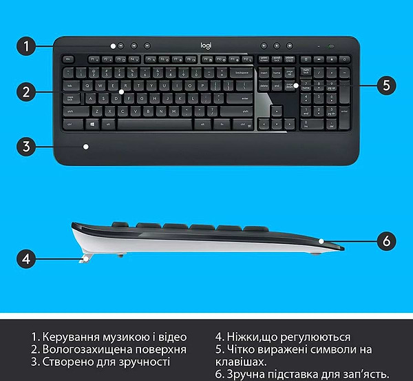 Фото - Клавиатура+мышь беспроводная Logitech MK540 Advanced BT Black UA (920-008685)