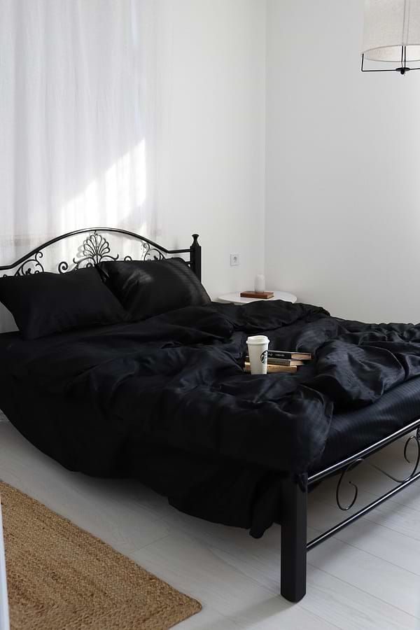 Фото - Комплект постільної білизни Lelit Сатин Двоспальний SS-3001 Чорний (1082)