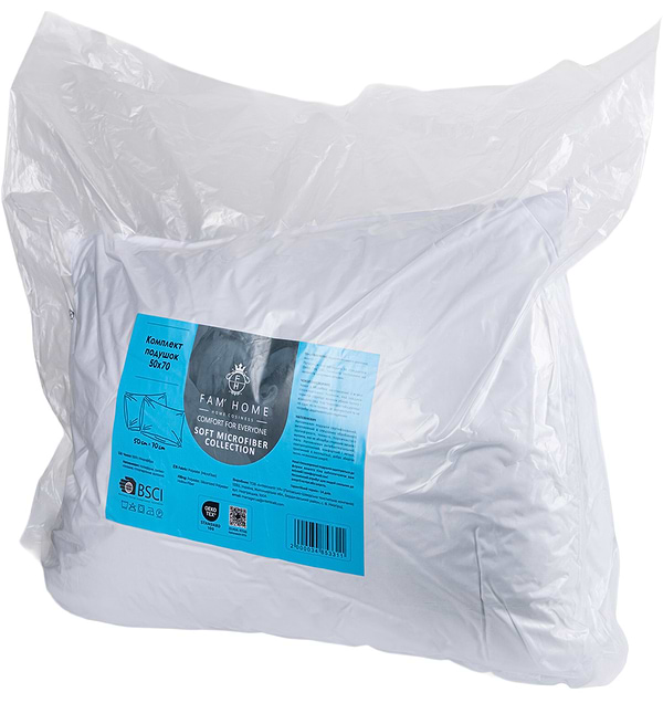 Фото - Набір подушок стандартних FAM' HOME антиалергенних не стьобаних 2шт., 50х70 (KMPI5070C (550))