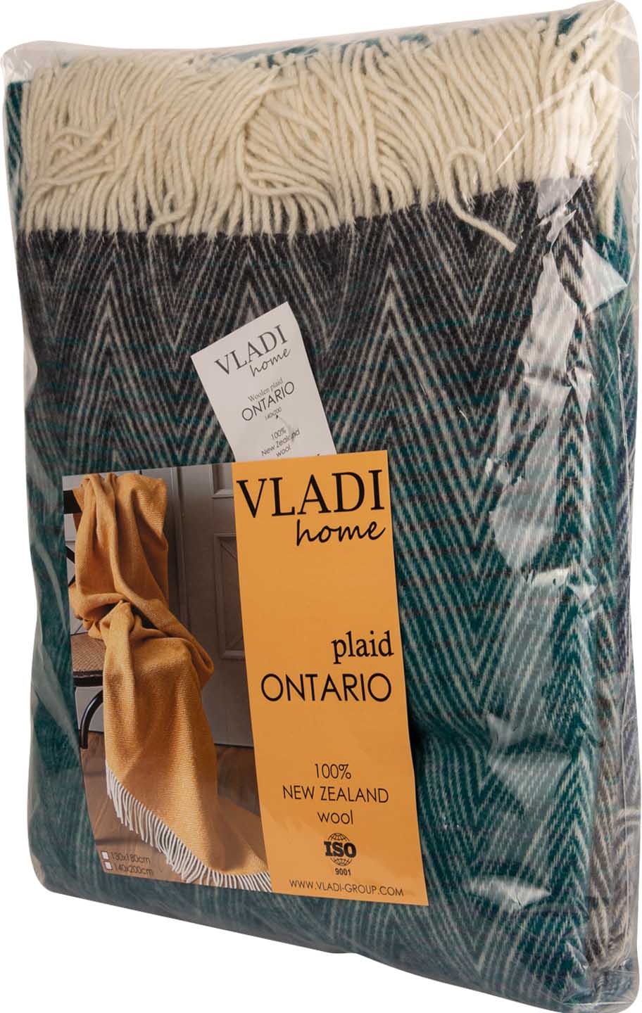 Фото - Плед полуторний Vladi ONTARIO VANESSA біл-син.ор-син.дорог-зел 140х200