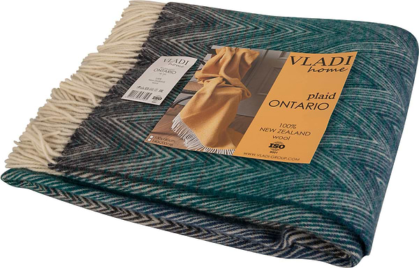 Фото - Плед полуторний Vladi ONTARIO VANESSA біл-син.ор-син.дорог-зел 140х200