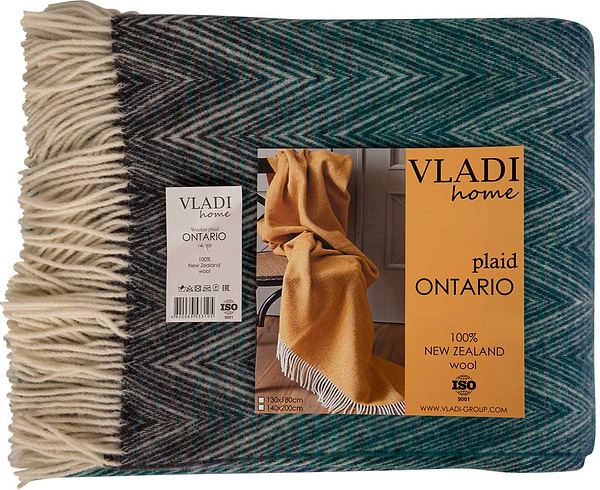 Фото - Плед полуторний Vladi ONTARIO VANESSA біл-син.ор-син.дорог-зел 140х200