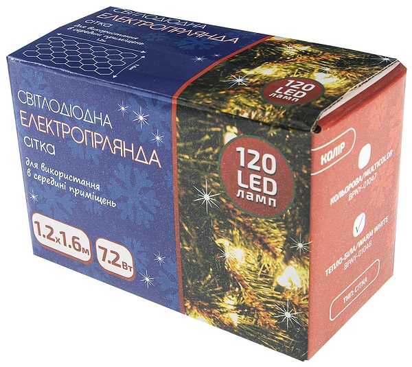 Фото - Гирлянда-штора BPNY Сетка с контроллером White 120LED, 1.2х1.6М, 220 V, 7.2W (102984)