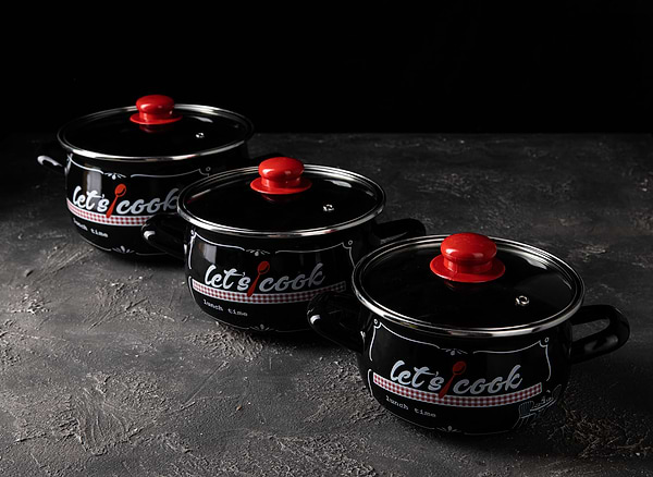 Фото - Кастрюля Gusto GT-T-124-LCB Давайте готовить черная 24 см 5.7 л