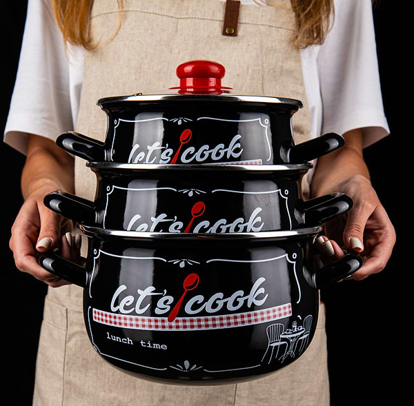 Фото - Кастрюля Gusto GT-T-124-LCB Давайте готовить черная 24 см 5.7 л